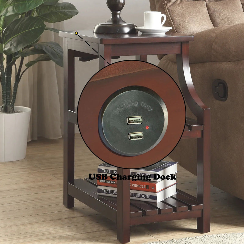 Wasaki - Accent Table With USB - Espresso by HouseOfZazla