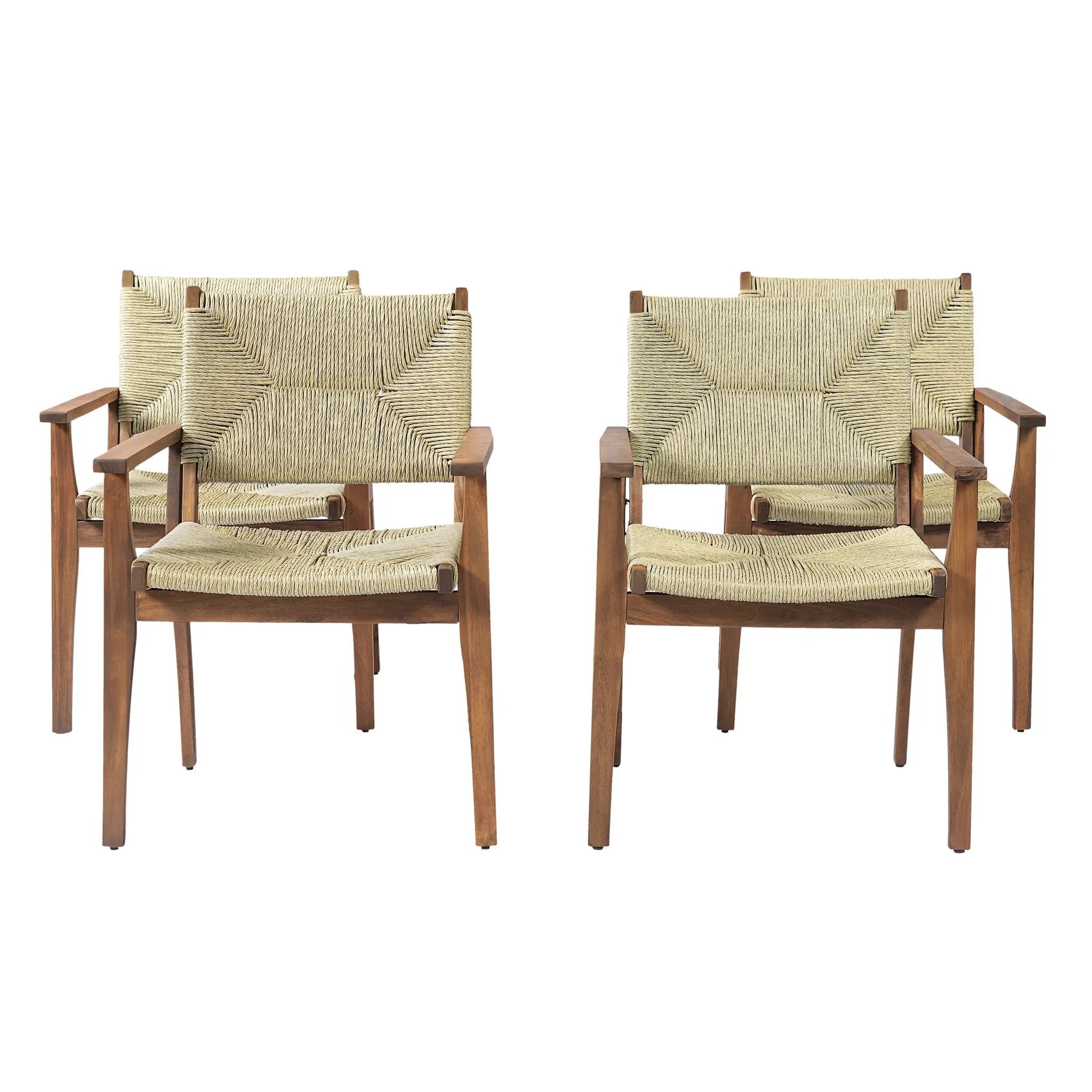 Durable Outdoor Dining Chair with Acacia Wood Frame and Wicker Seat by HouseOfZazla