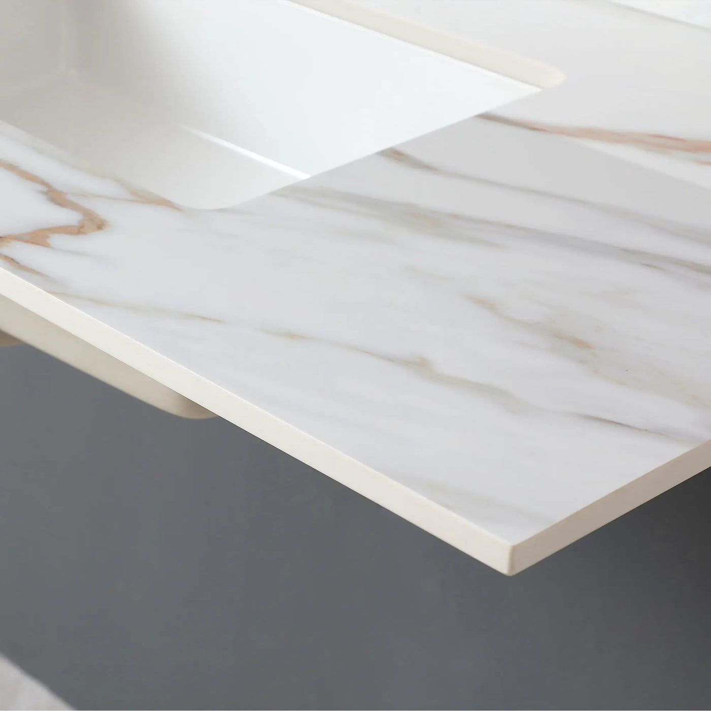 Vanity Top With Undermount Sink And Backsplash, Sintered Stone by HouseOfZazla