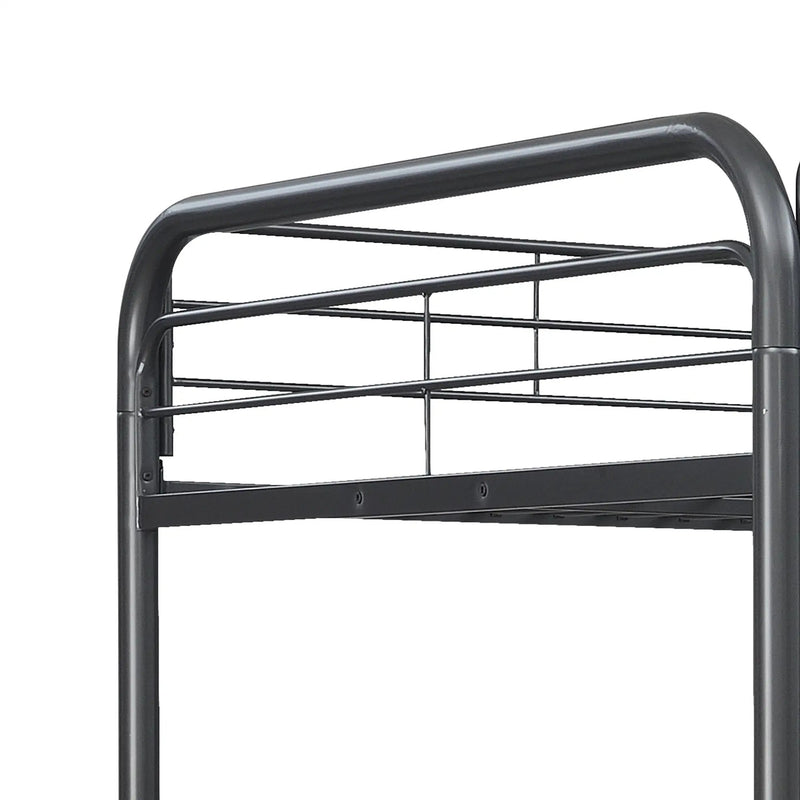 Triple Bunk Bed, Full Size With Sturdy Metal Frame And Safe Stairs - Black by HouseOfZazla