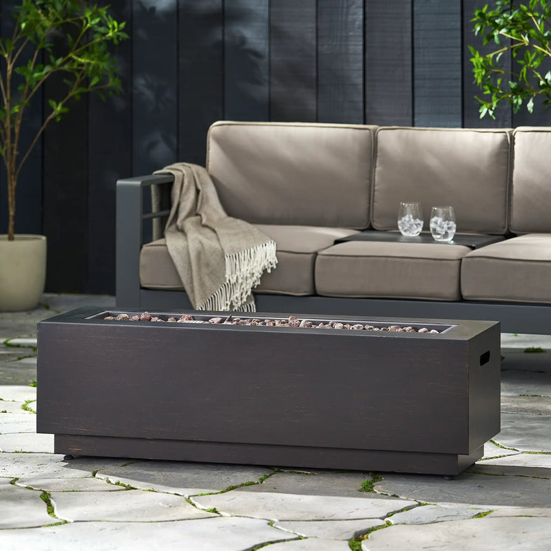 Modern Dark Grey 40' Outdoor Iron Propane Fire Pit by HouseOfZazla