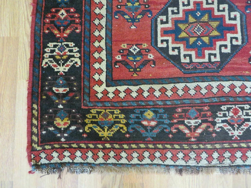 3' 3" X 10' Hand-Knotted Antique Handmade Caucasian Kazak Wool Runner Rug by Jewel Rugs