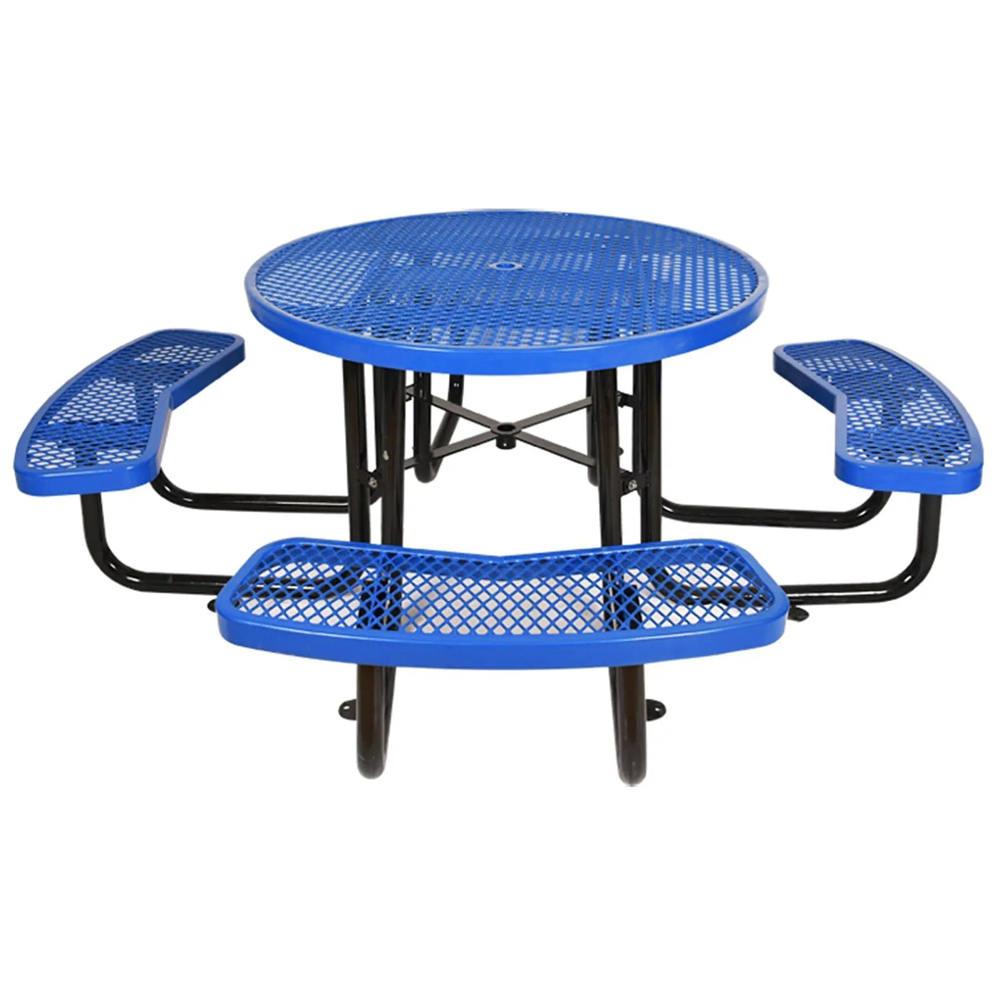 Round Outdoor Steel Picnic Table With Umbrella Pole by HouseOfZazla