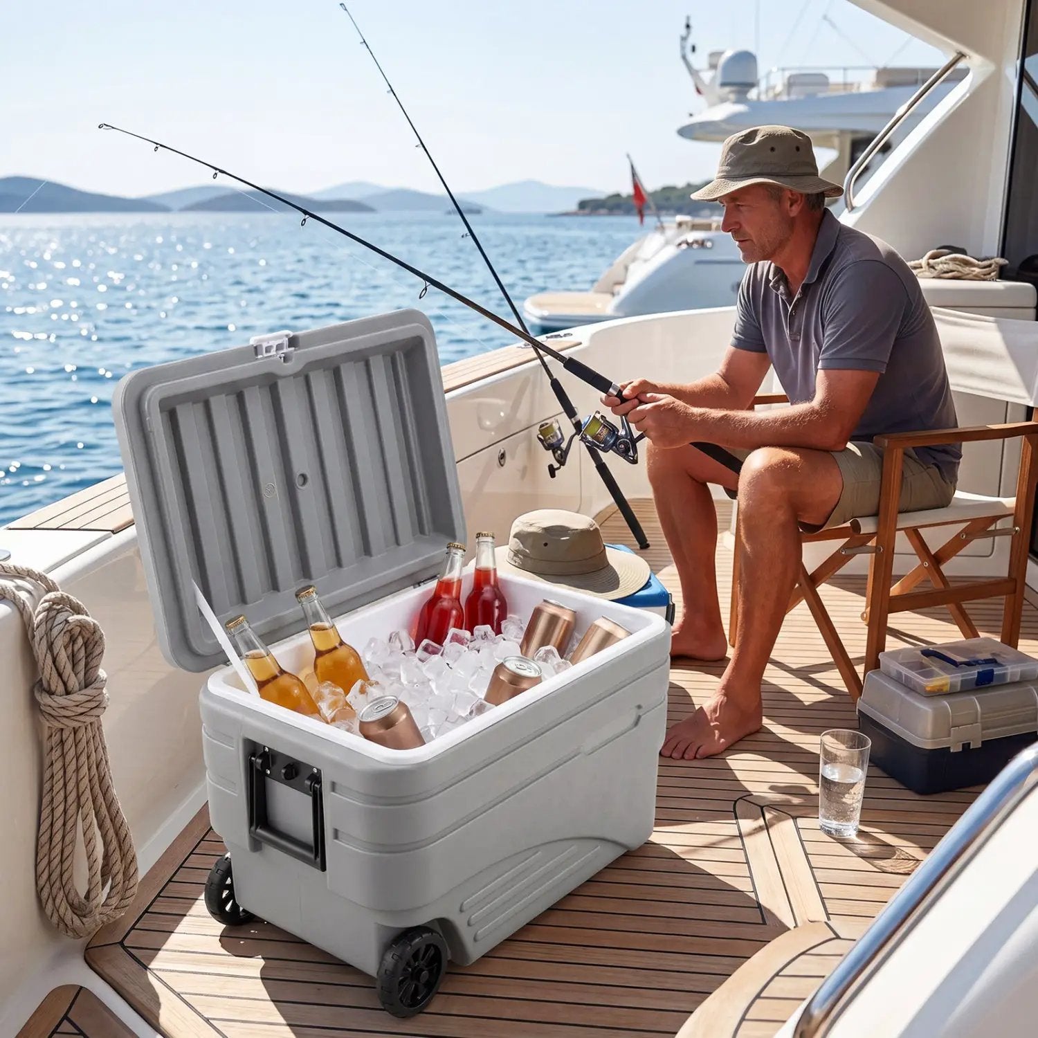 103 Quart Wheeled Cooler with Pull Handle and Drain Plug by DirectDeals