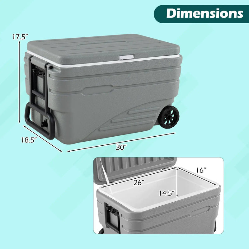 103 Quart Wheeled Cooler with Pull Handle and Drain Plug by DirectDeals