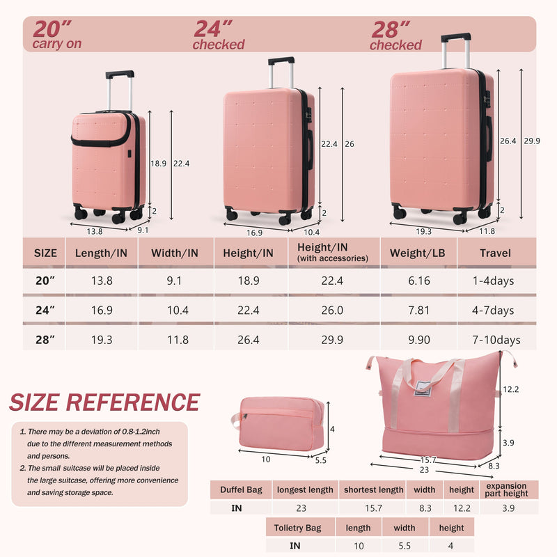 Hardside Luggage Set 5 Piece with Bags,20IN Half-opening Carry on Luggage with USB Port, Expandable 24IN 28IN Luggage with Double Spinner Wheels TSA Lock, photo 2 of 10