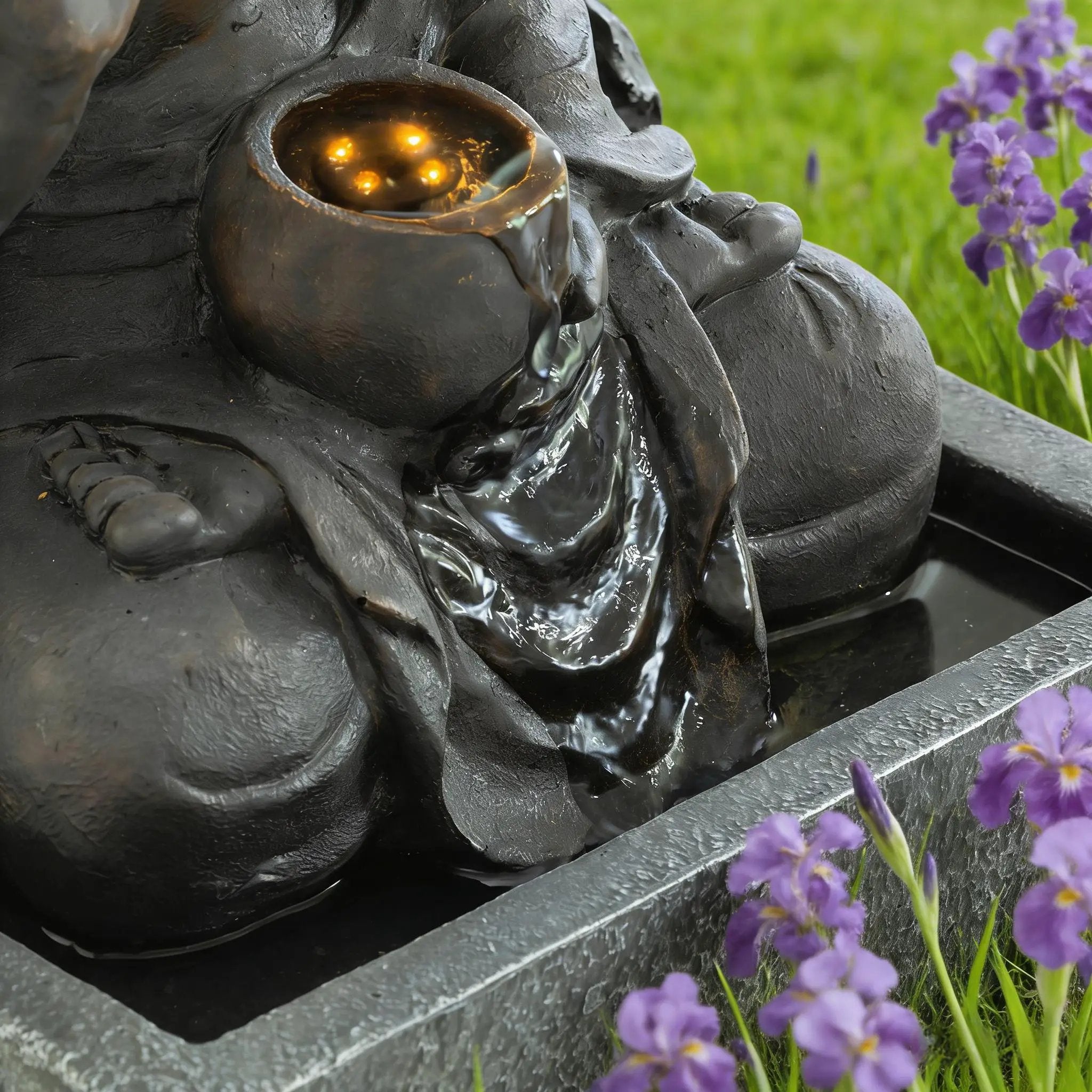 28" H Outdoor Buddha Waterfall Fountain by HouseOfZazla