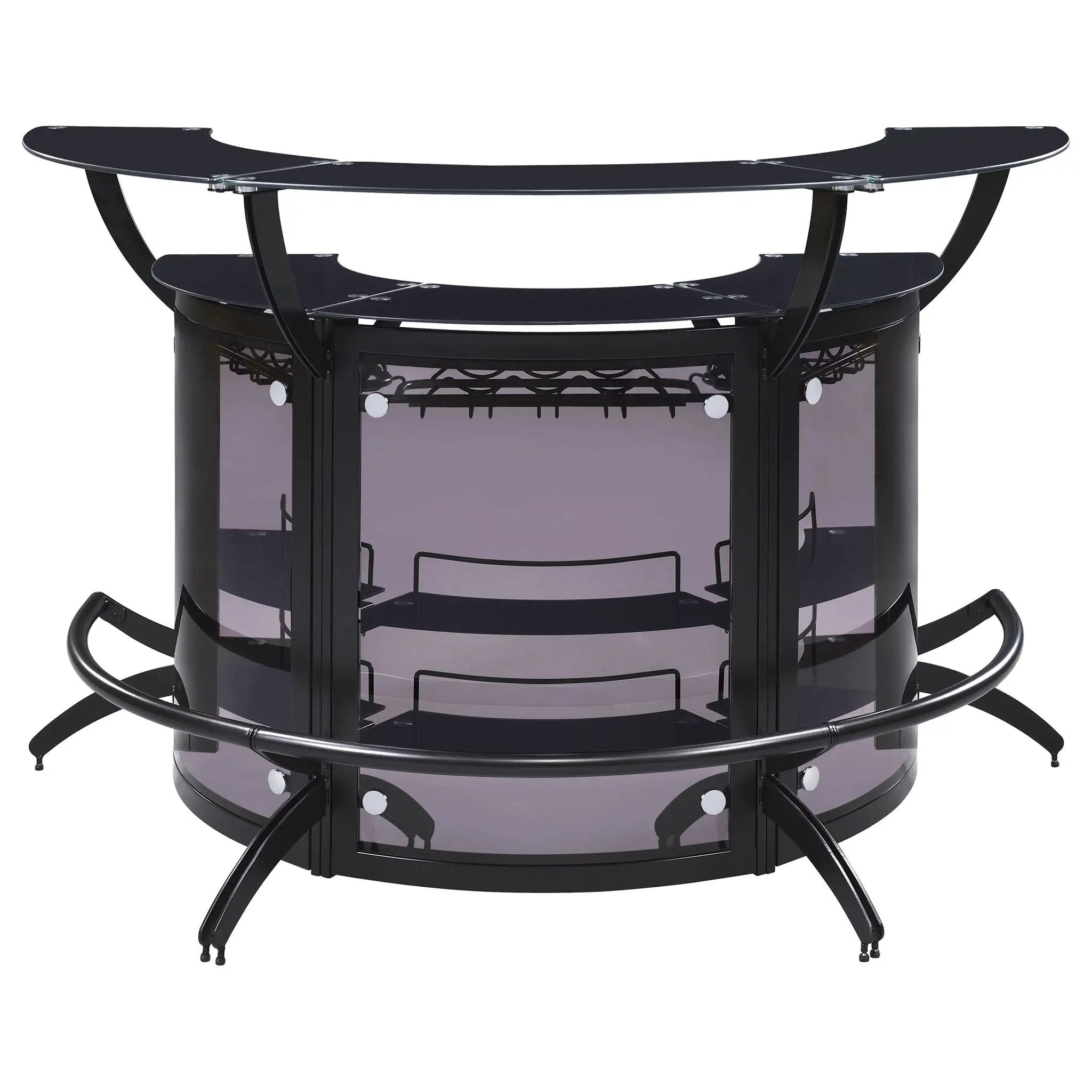 Elaina - 3 Piece Curved Freestanding Home Bar - Black by HouseOfZazla