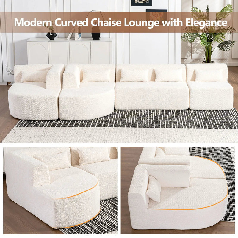 Upholstered Sofa Free Combined Sofa Couch With 2 Chaise Lounge And Five Back Pillows For Living Room by HouseOfZazla