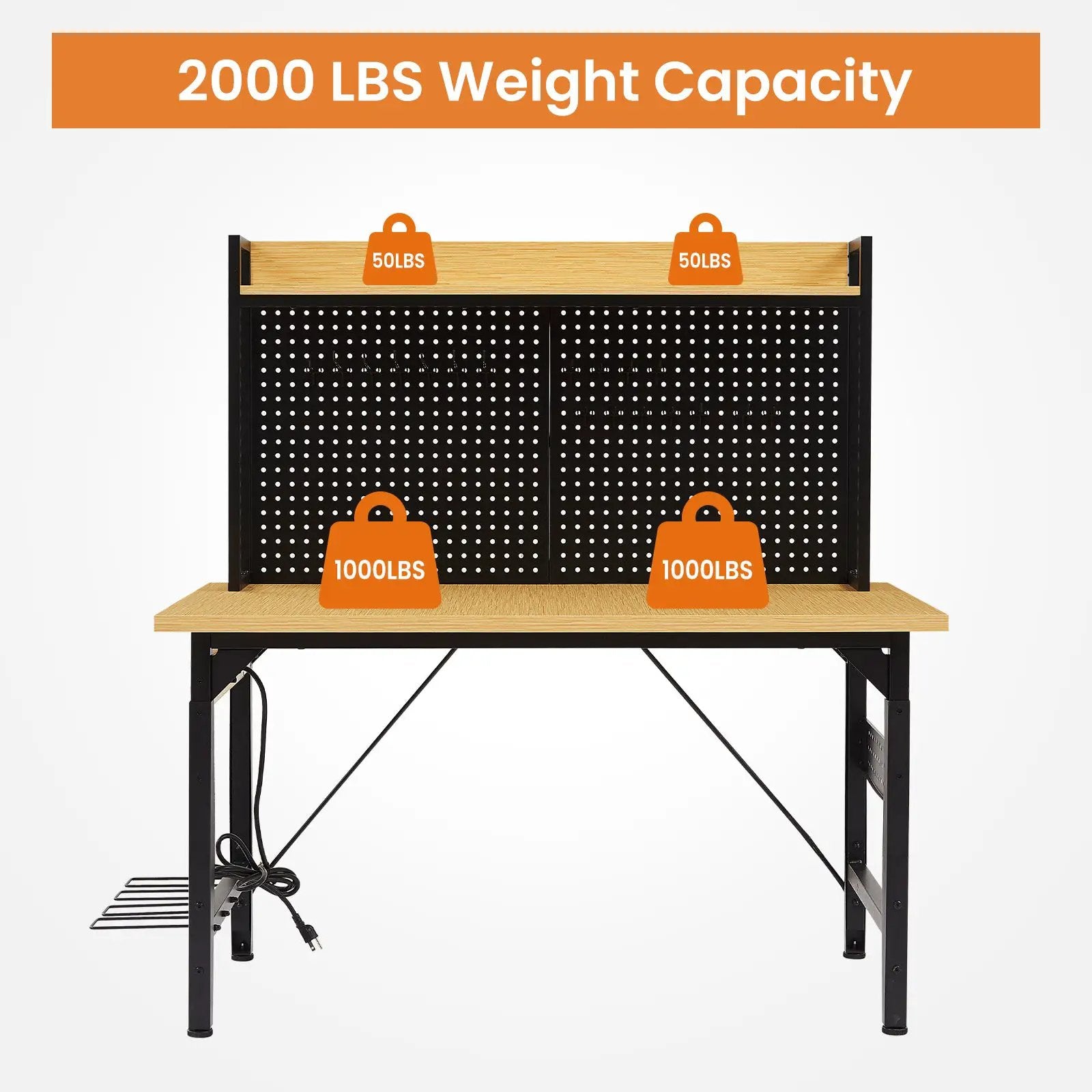 48" Adjustable Workbench with Pegboard by HouseOfZazla