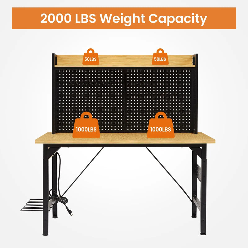 48" Adjustable Workbench with Pegboard by HouseOfZazla