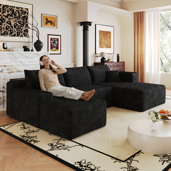 103" Cloud Sectional Sofa,Modern Minimalist Upholstered Couches, Comfort L Shaped Sofa for Living Room,Deep Seat Corner Couch,No Assembly Required, photo 2 of 10