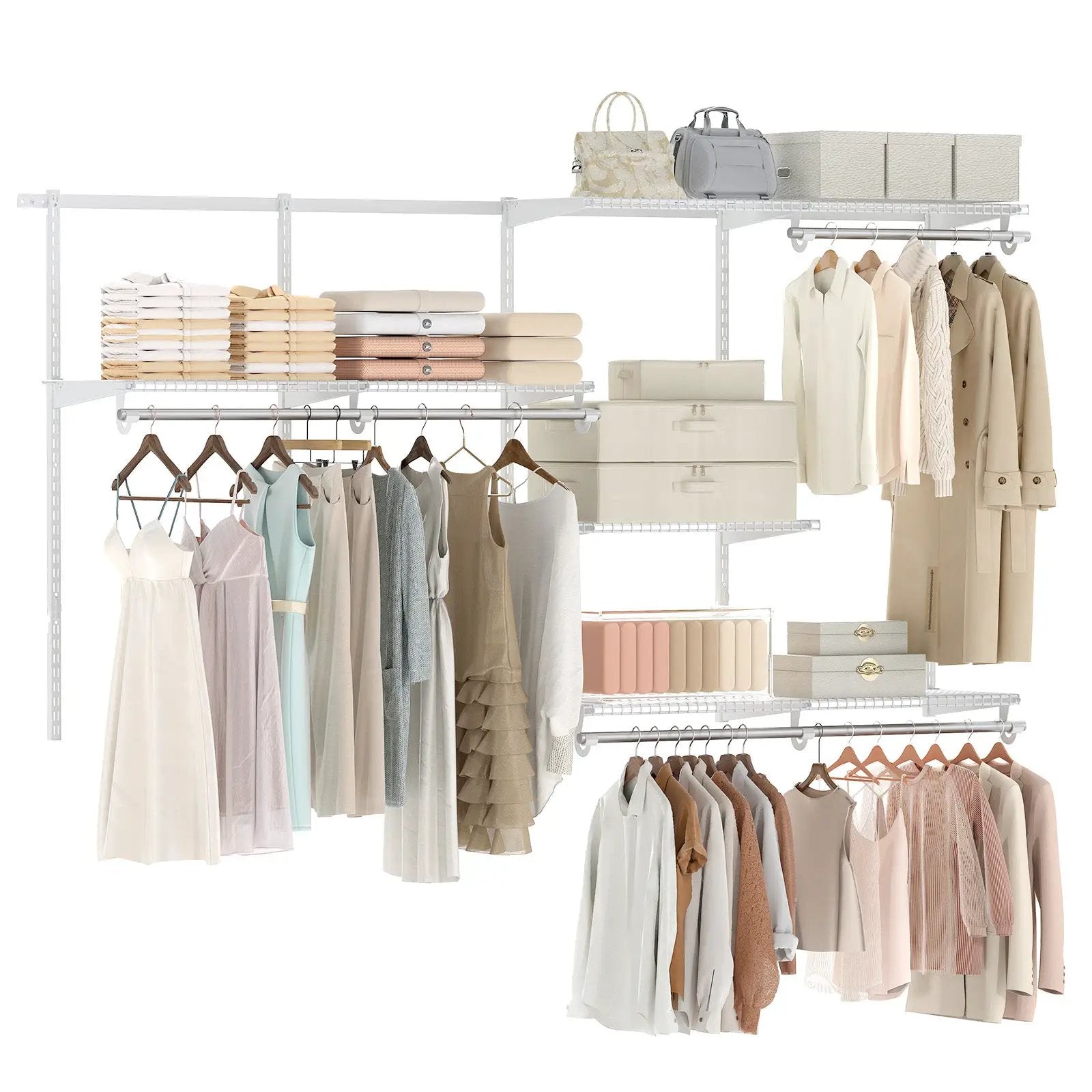 Closet System 4-8 FT Wall-Mounted Closet Shelves and Rod by DirectDeals