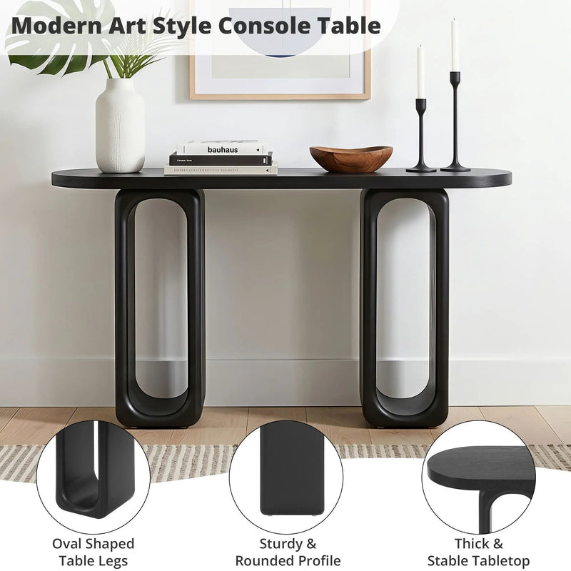 Art Sculptural Console Table With Oval Cutout Legs - Black by HouseOfZazla
