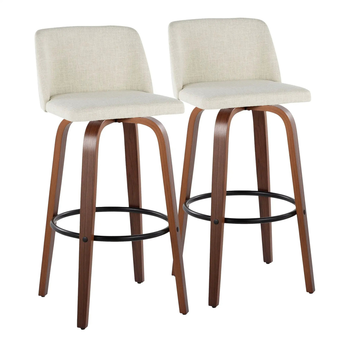 Toriano - Contemporary Fixed Height Barstool Swivel And Round Footrest (Set of 2) by HouseOfZazla