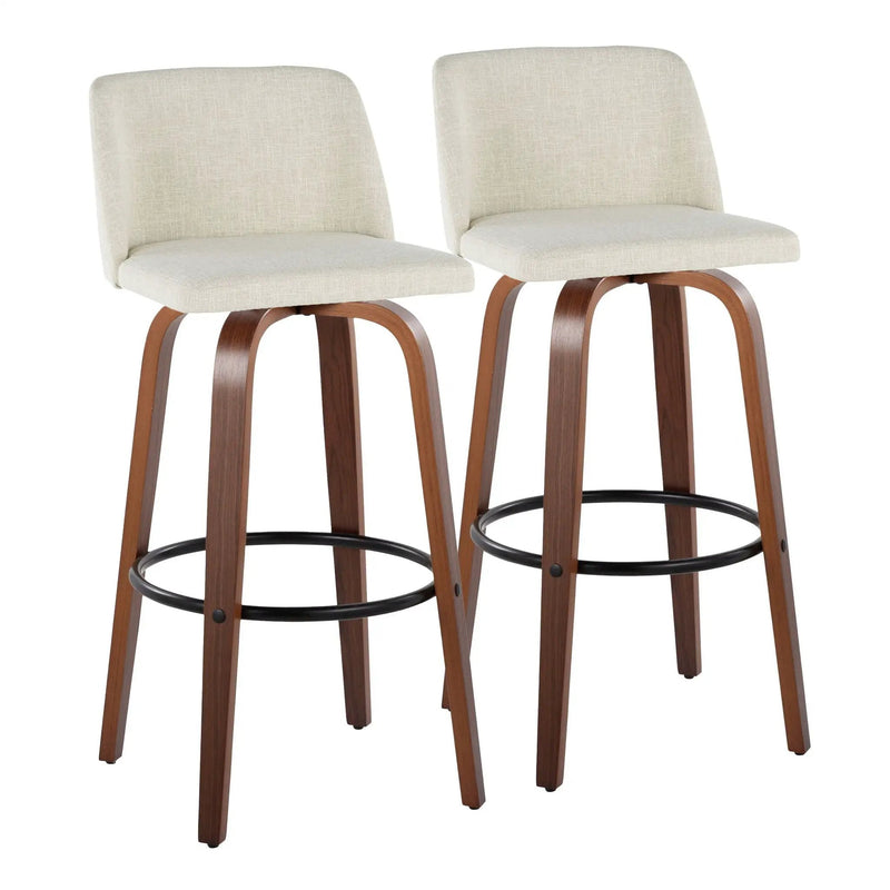 Toriano - Contemporary Fixed Height Barstool Swivel And Round Footrest (Set of 2) by Unique Piece Furniture