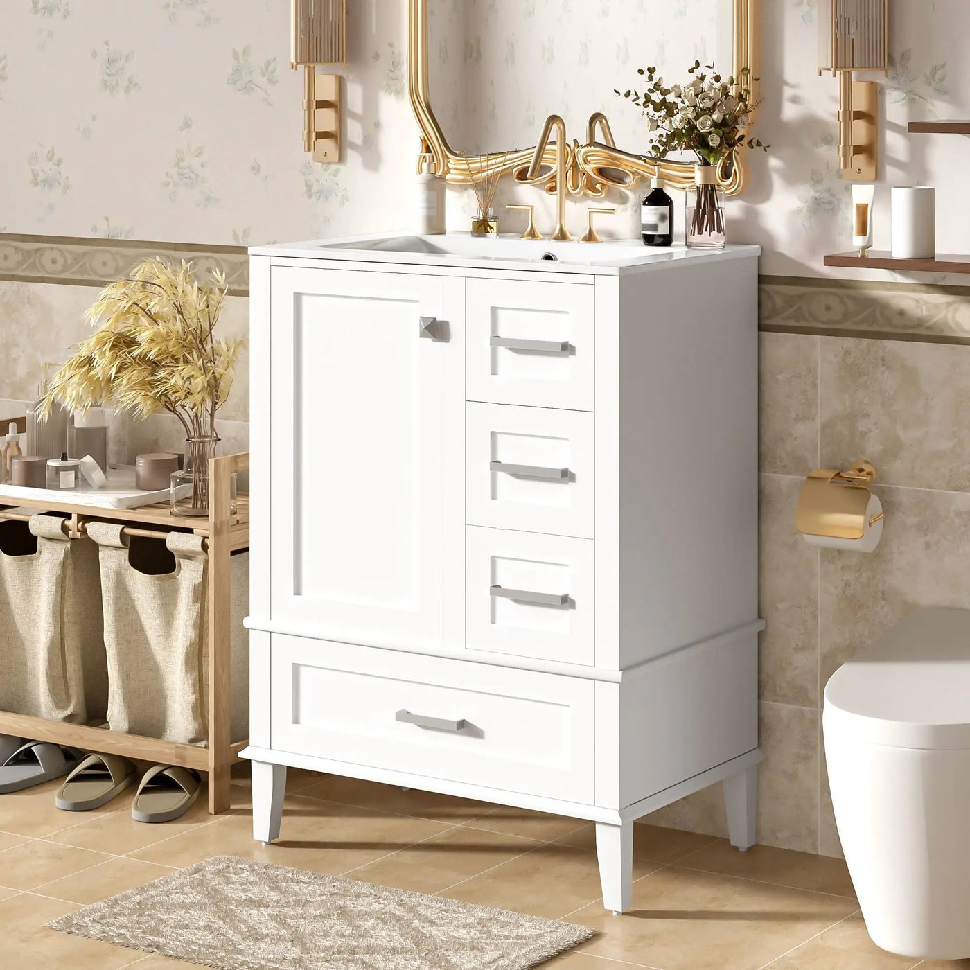 Bathroom Vanity, Modern Bathroom Cabinet With Sink Combo Set, Bathroom Storage Cabinet With A Soft Closing Door And 3 Drawers, Solid Wood Frame by Unique Piece Furniture