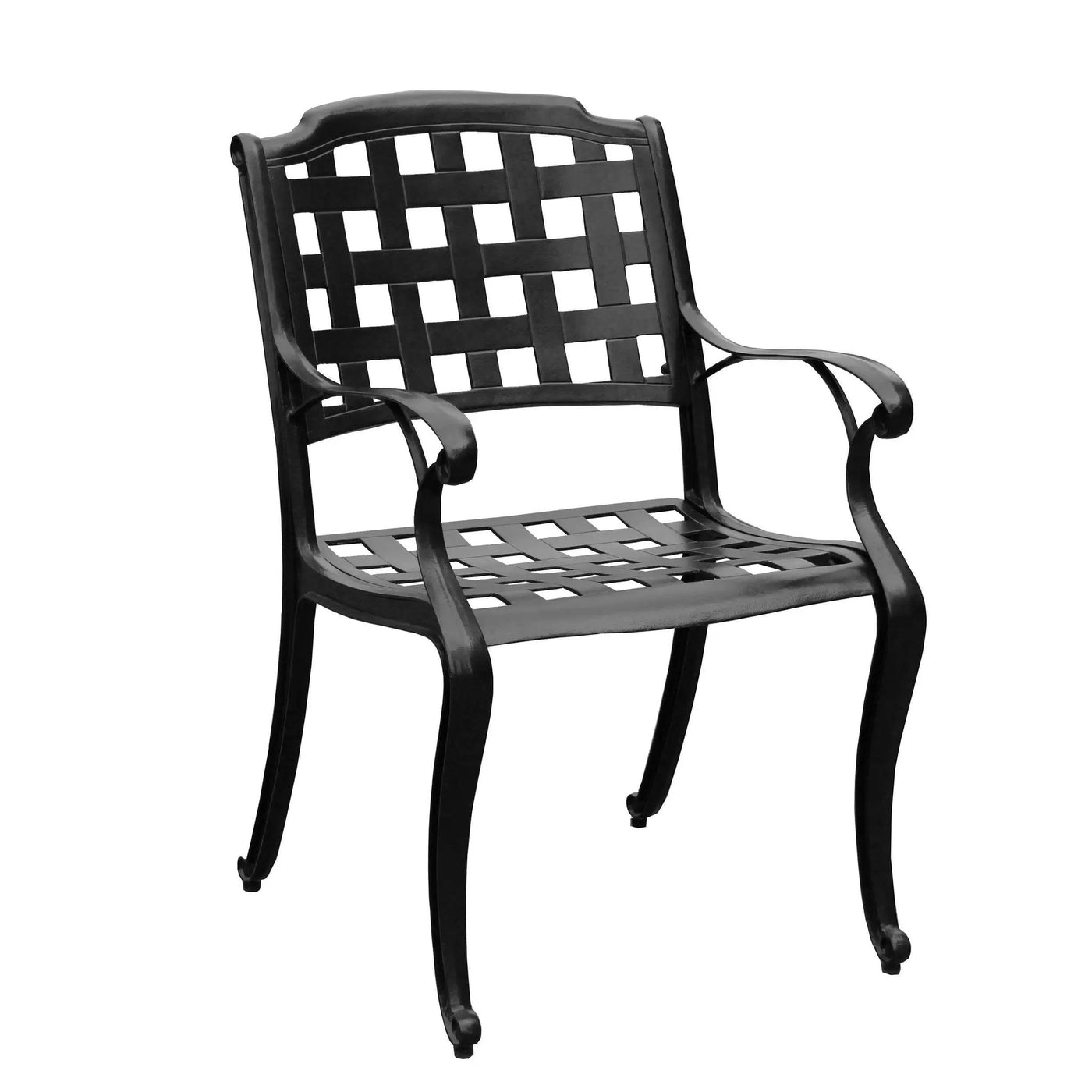 Modern Outdoor Mesh Cast Aluminum Patio Dining Chair by Sharicks