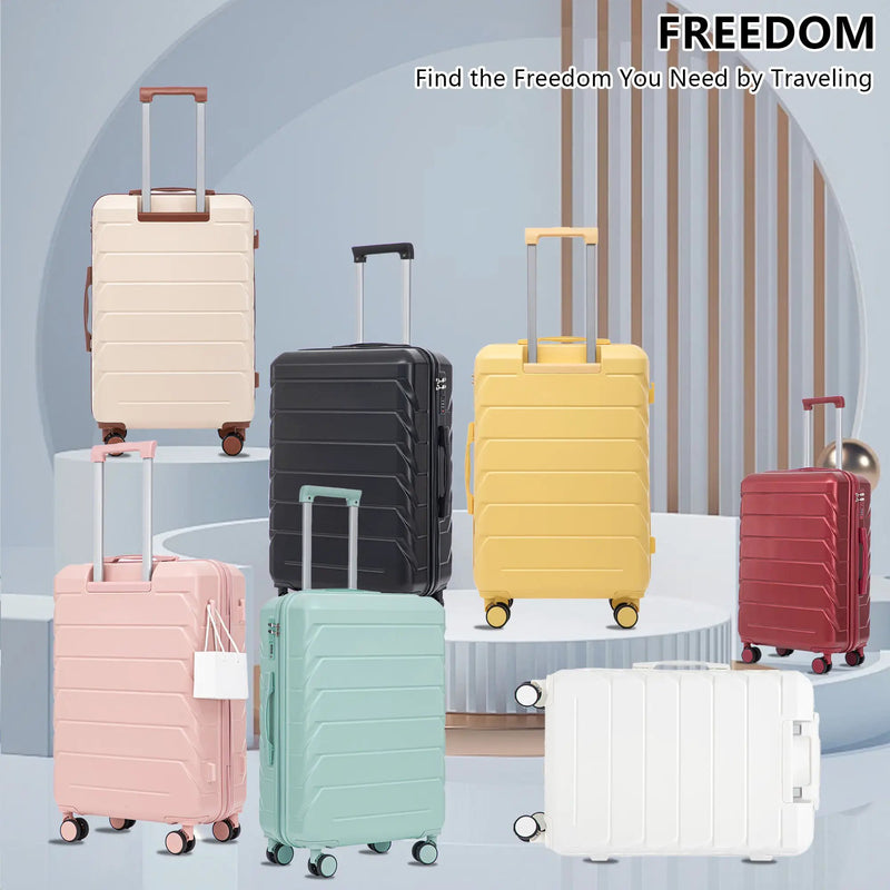 3-Piece ABS Spinner Wheel Luggage Set 20"/24"/28" Beige by HouseOfZazla