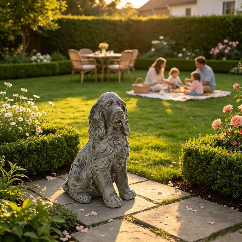 20'' Antique Finish Realistic Sitting Cocker Spaniel Dog Statue by HouseOfZazla