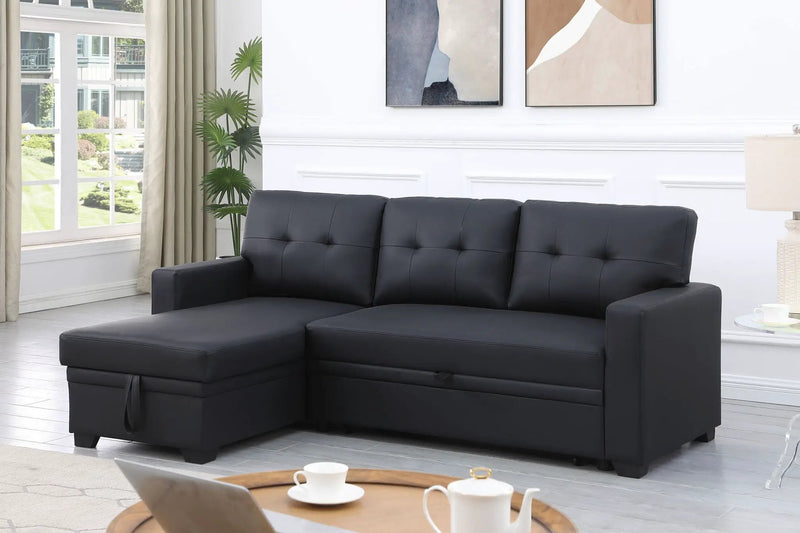 Upholstered Pull Out Sectional Sofa With Chaise by HouseOfZazla