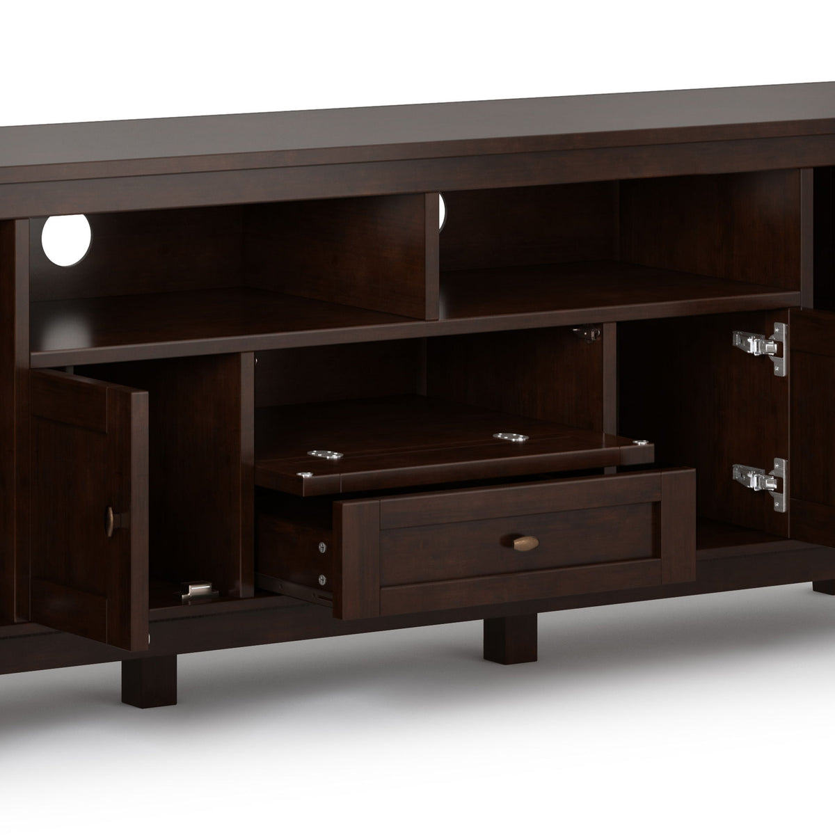 Handcrafted Solid Wood TV Media Stand with Ample Storage - Light Brown or White, photo 6 of 26