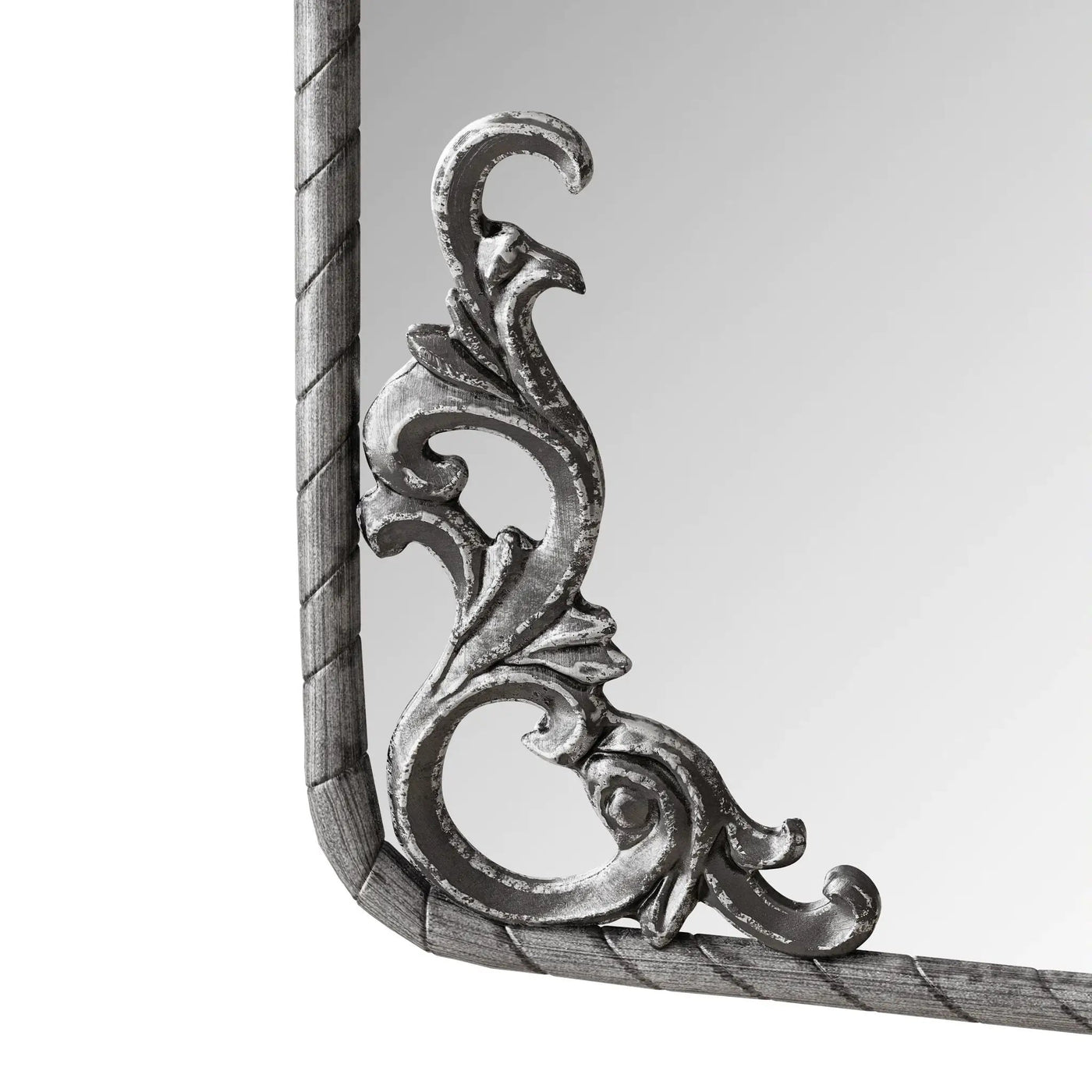 Full Body Arched Mirror With Vintage Carved Applique by HouseOfZazla