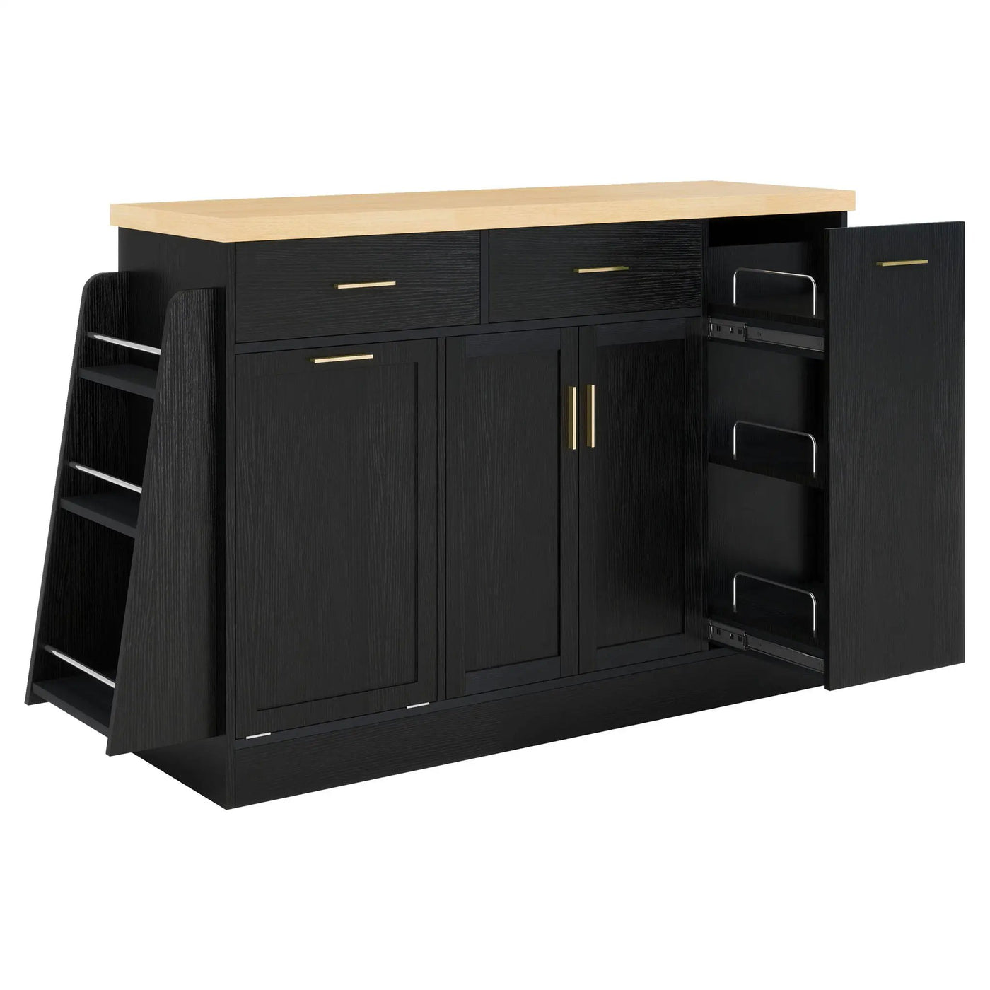 Kitchen Sideboard With Sliding Door Cabinet, 3 Tier Spice Rack by HouseOfZazla