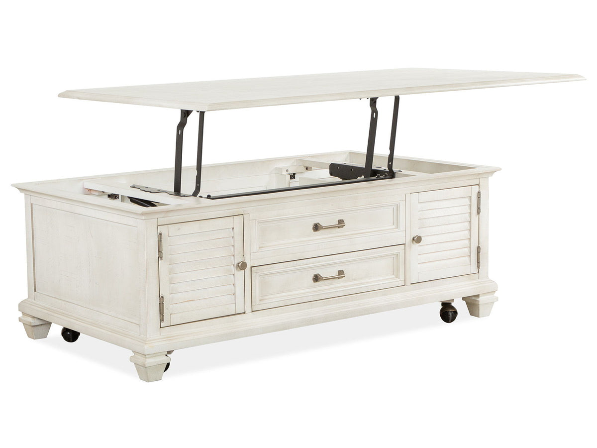 Newport - Lift Top Storage Cocktail Table (With Casters) - Alabaster, photo 3 of 7