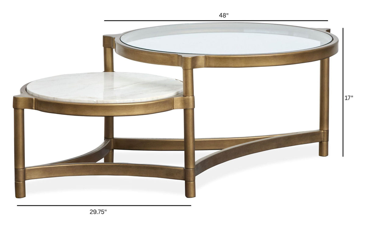 Cassidy - Shaped Cocktail Table - Aged Brass And Volakas Classic, photo 2 of 7