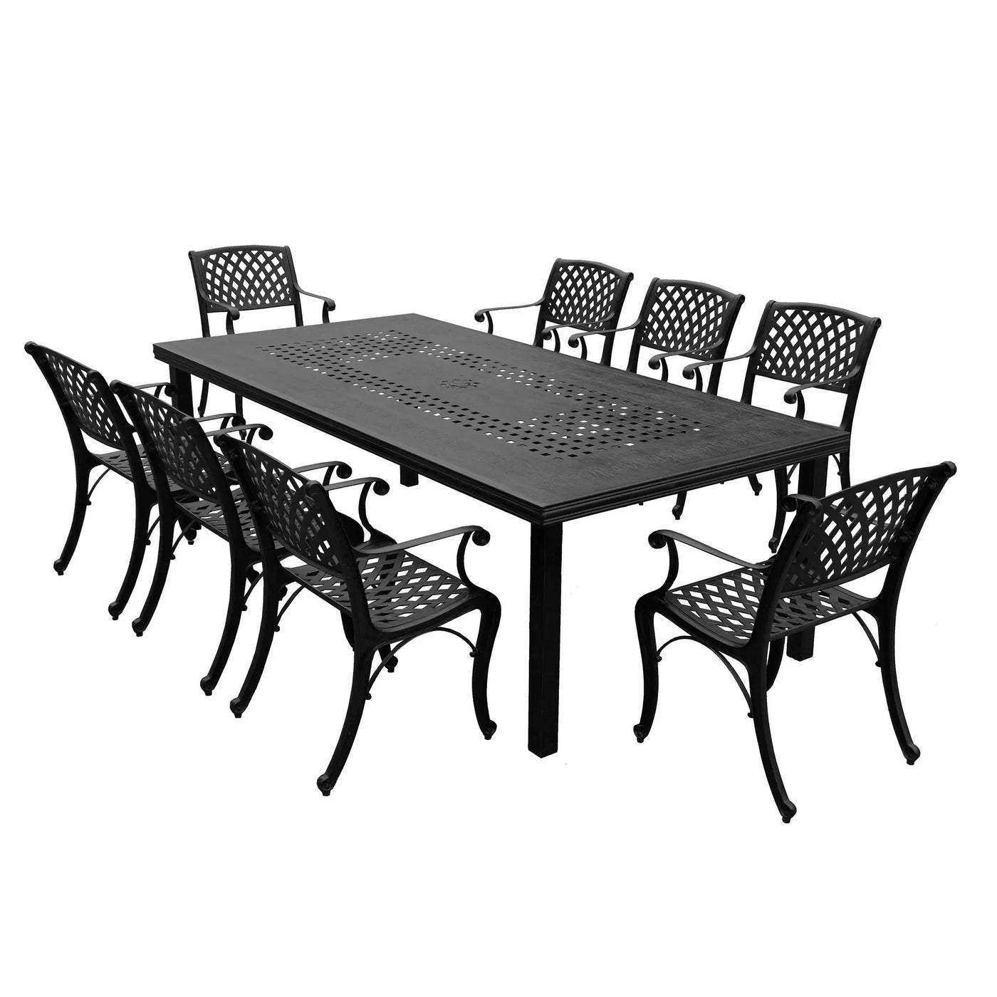 Outdoor Aluminum 9pc Rectangular Patio Dining Set with Eight Chairs by Sharicks