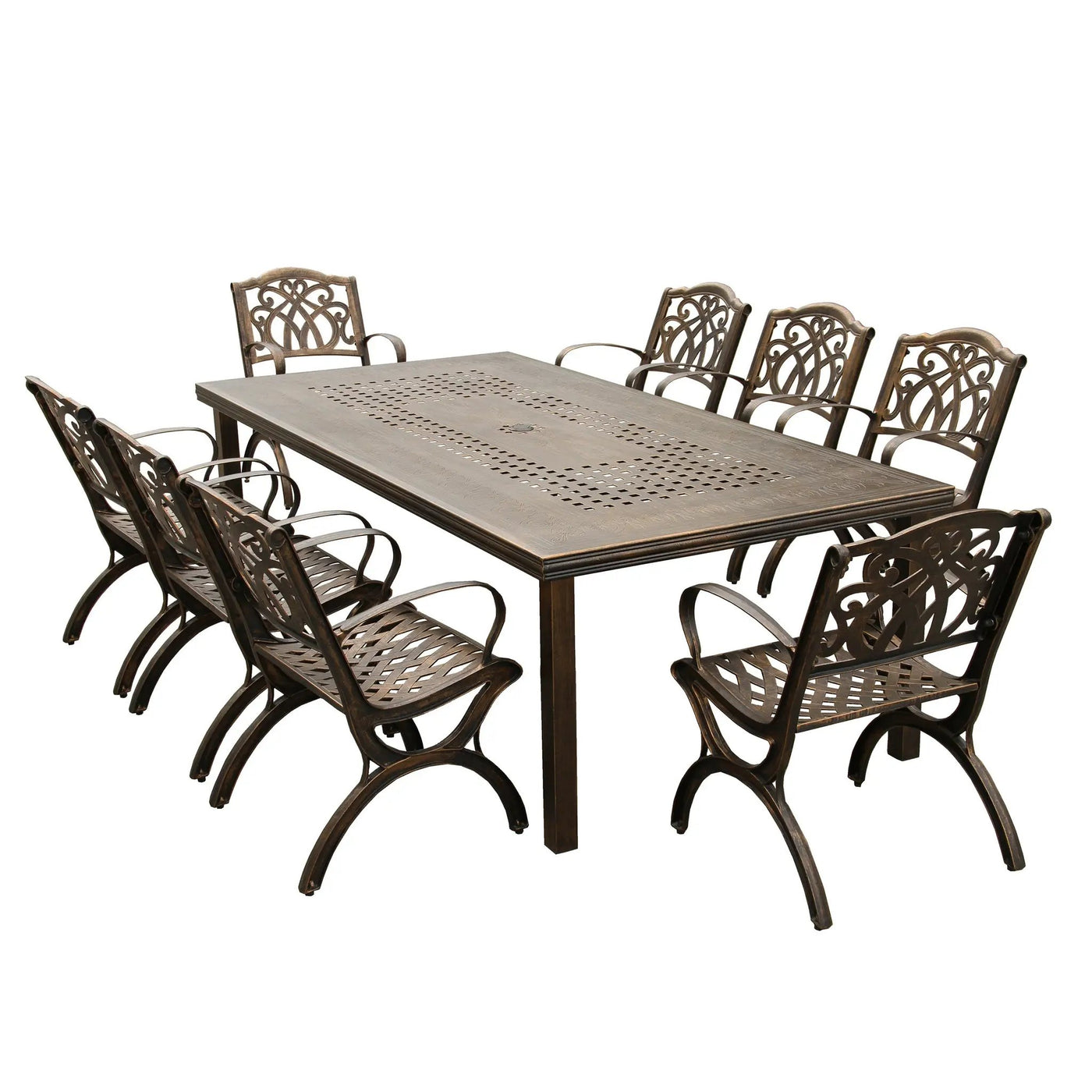 Outdoor Aluminum 9pc Rectangular Patio Dining Set with Eight Chairs by Sharicks