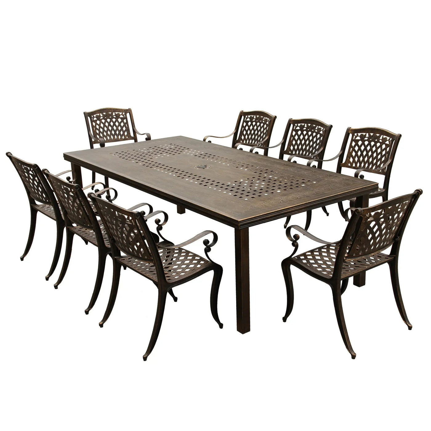 Outdoor Aluminum 9pc Rectangular Patio Dining Set with Eight Chairs by Sharicks