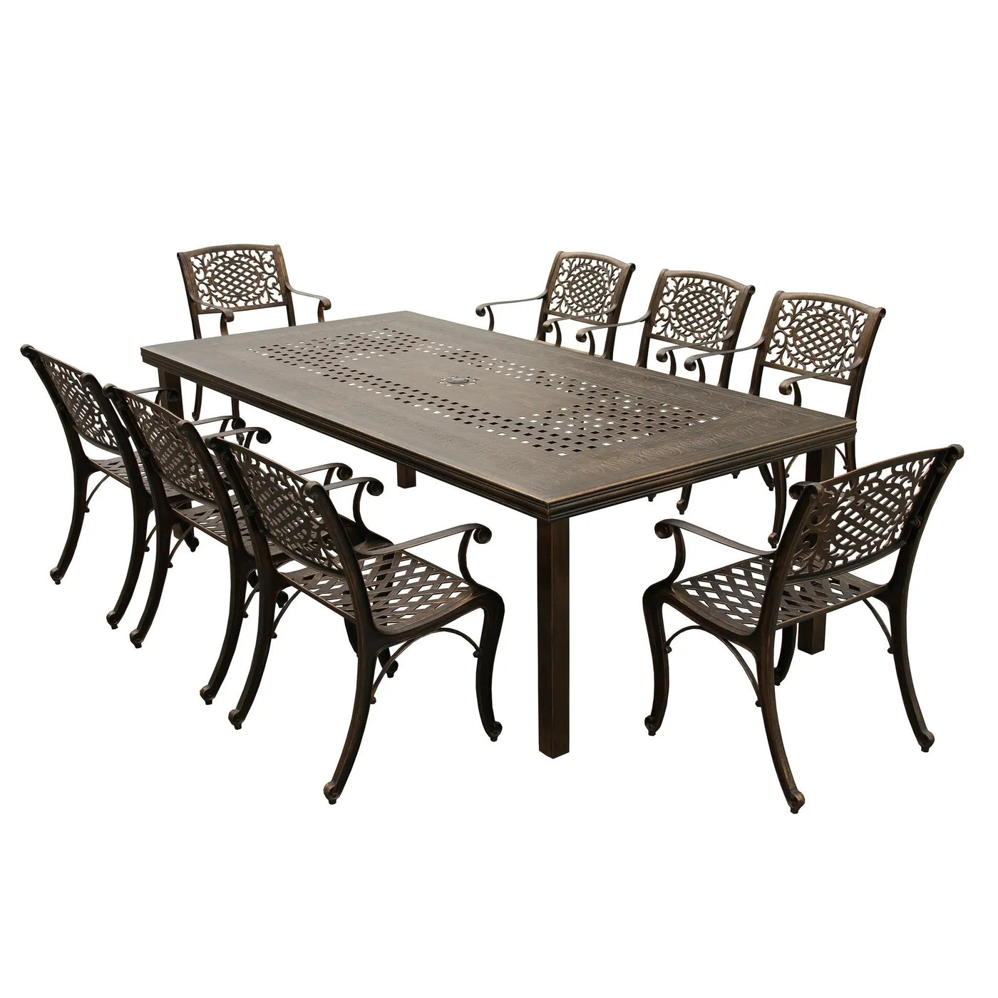 Outdoor Aluminum 9pc Rectangular Patio Dining Set with Eight Chairs by Sharicks
