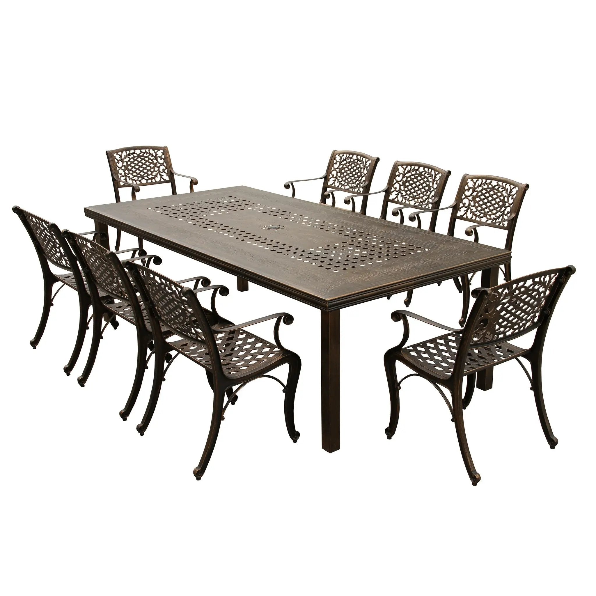 Outdoor Aluminum 9pc Rectangular Patio Dining Set with Eight Chairs by Sharicks