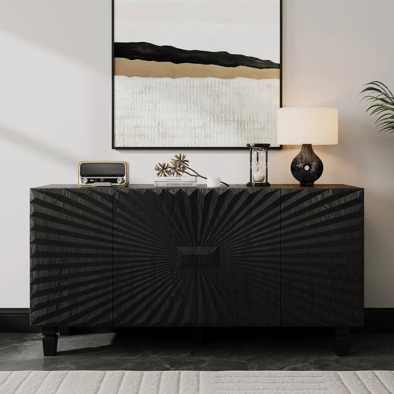 59'' Modern Buffet Sideboard with 4 Sunburst Doors by HouseOfZazla