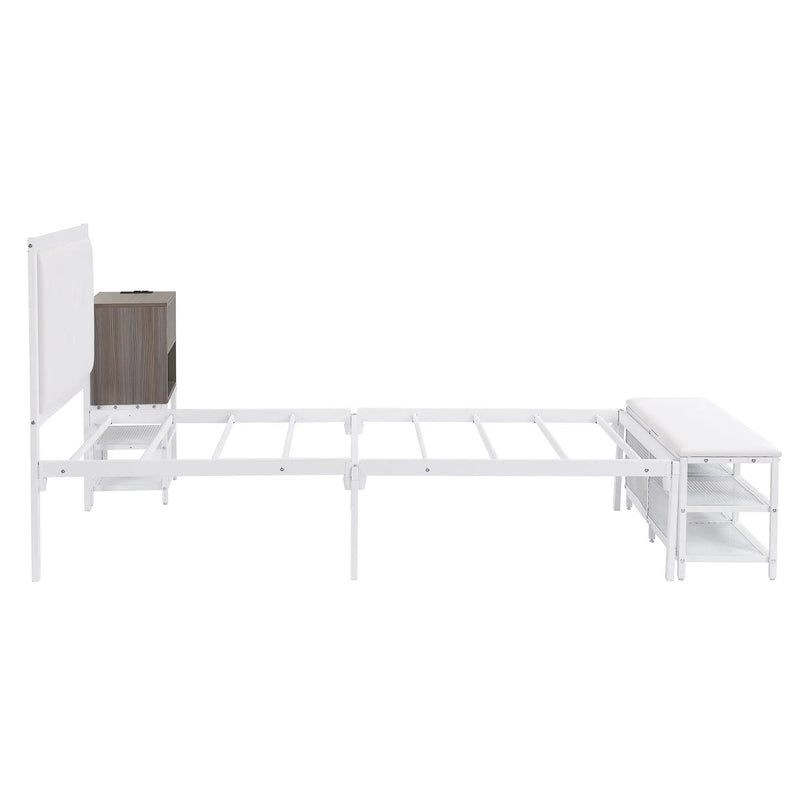 Platform Bed With 2 Tier Storage Shelves, Storage Cabinet by Unique Piece Furniture