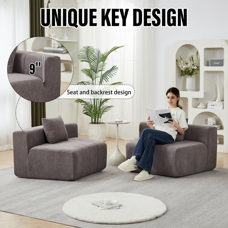 Curved Sectional Sofa With 2 Pillows For Living Room - Gray by HouseOfZazla