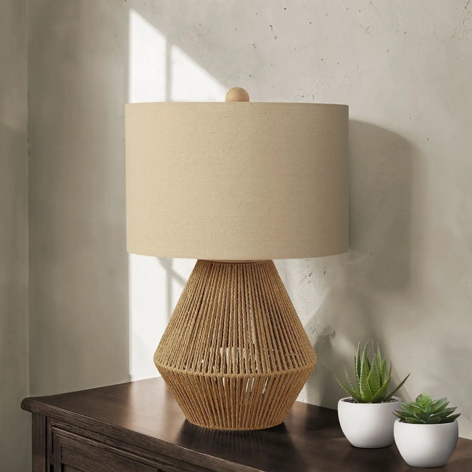 Lighting, Table Lamp, Rope, Resin, Transitional - Brown by Unique Piece Furniture