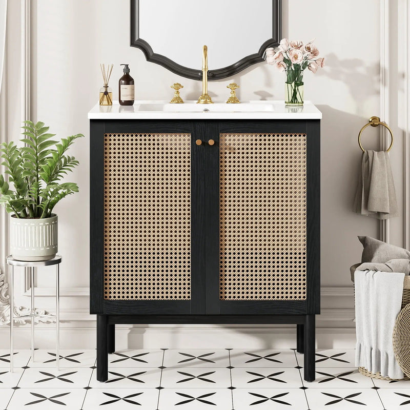 Bathroom Vanity With Soft Closing Mechanism - Black by Unique Piece Furniture