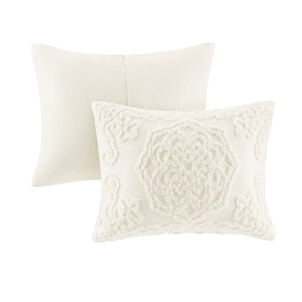King/Cal King 3-Piece Tufted Cotton Chenille Medallion Duvet Cover Set by HouseOfZazla
