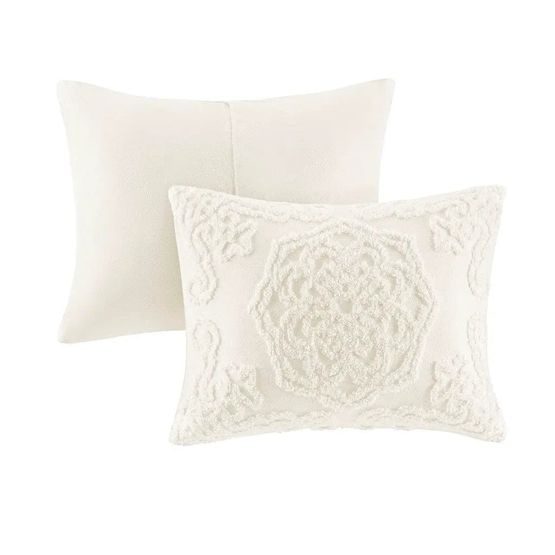 King/Cal King 3-Piece Tufted Cotton Chenille Medallion Duvet Cover Set by HouseOfZazla