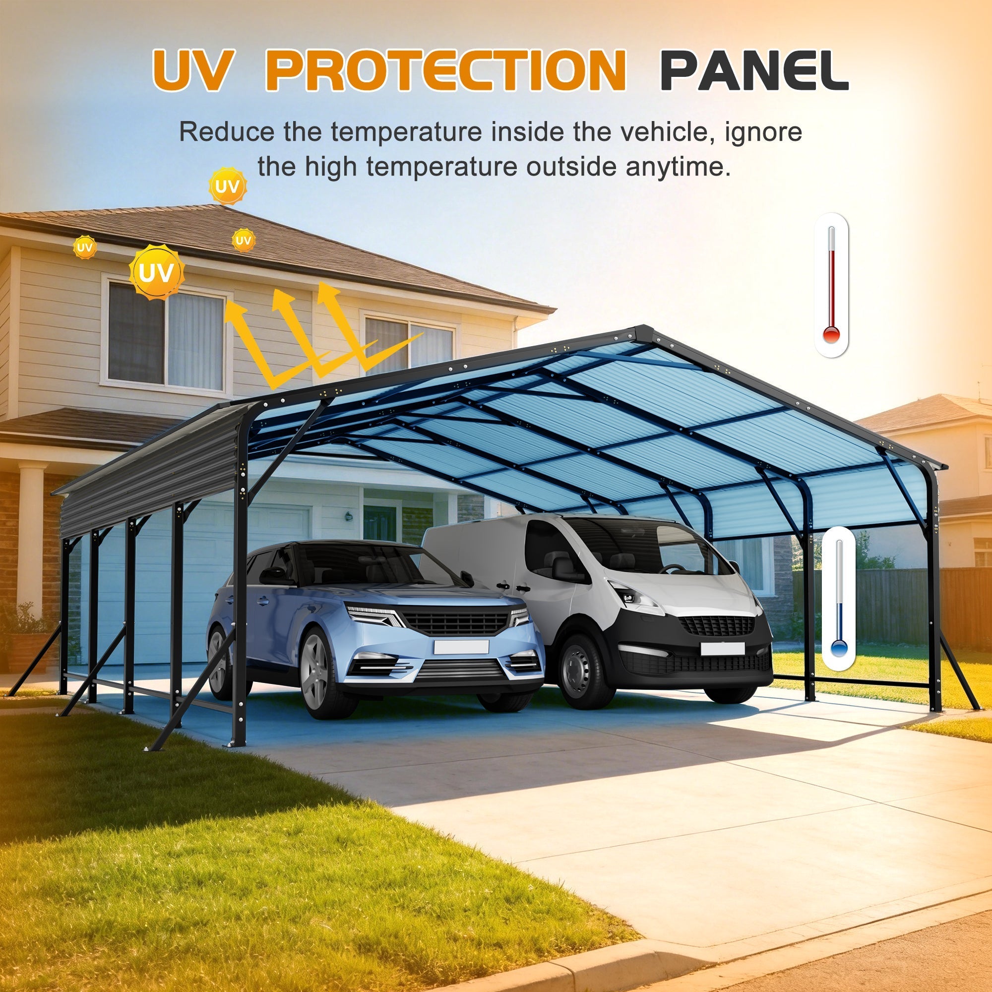 20'x20' Galvanated Steel Carport Canopy by HouseOfZazla