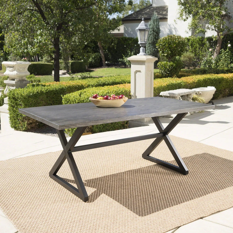 Rolando Outdoor Aluminum Dining Table with Steel Frame by HouseOfZazla