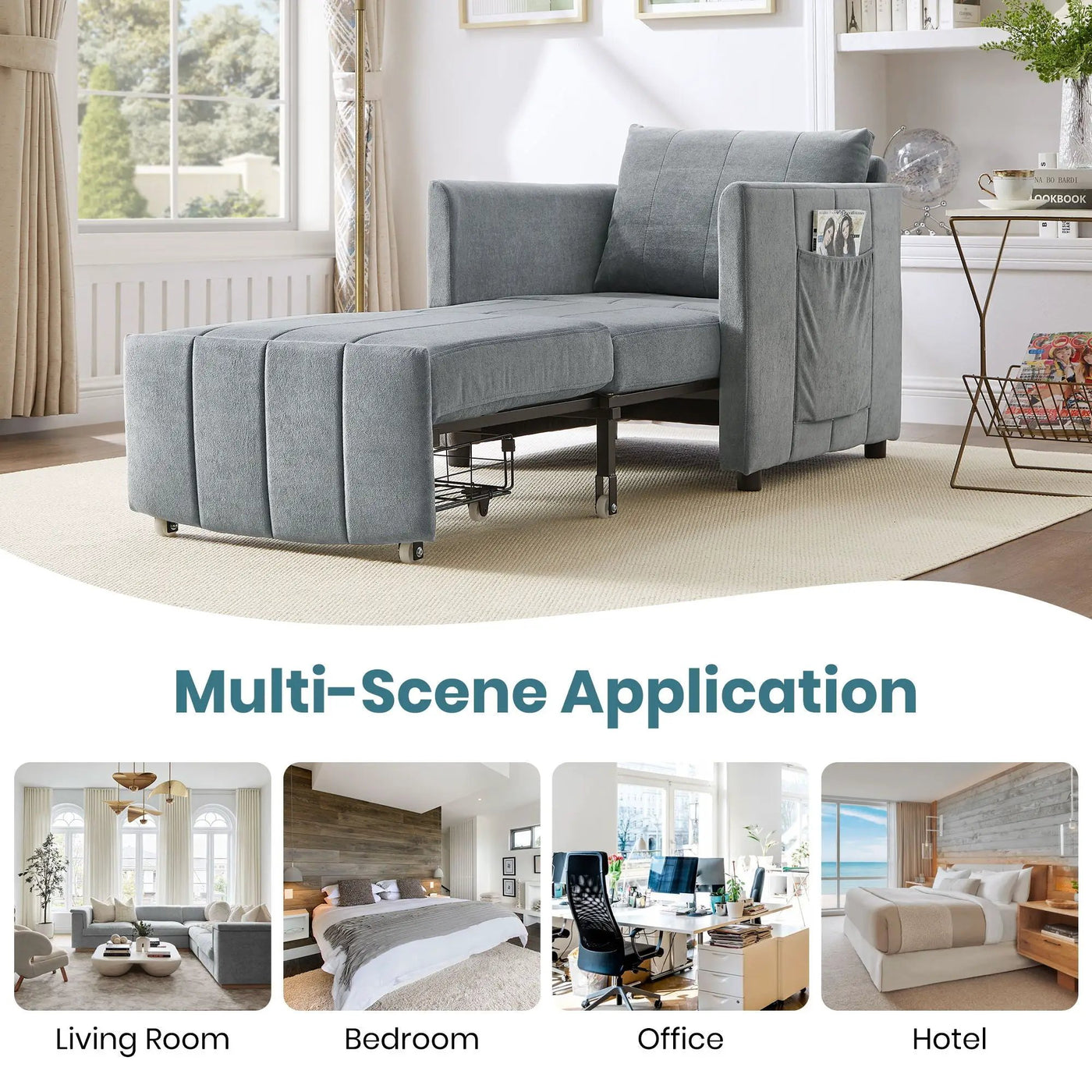 Upholstered Convertible Sleeper Sofa With 5 Position Backrest, Side Pockets, Storage by HouseOfZazla