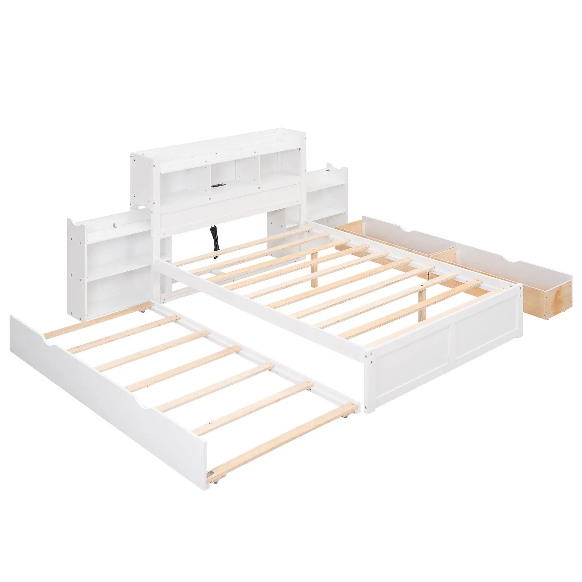 Storage Platform Bed With Pull Out Shelves, Trundle, And 2 Drawers by Unique Piece Furniture