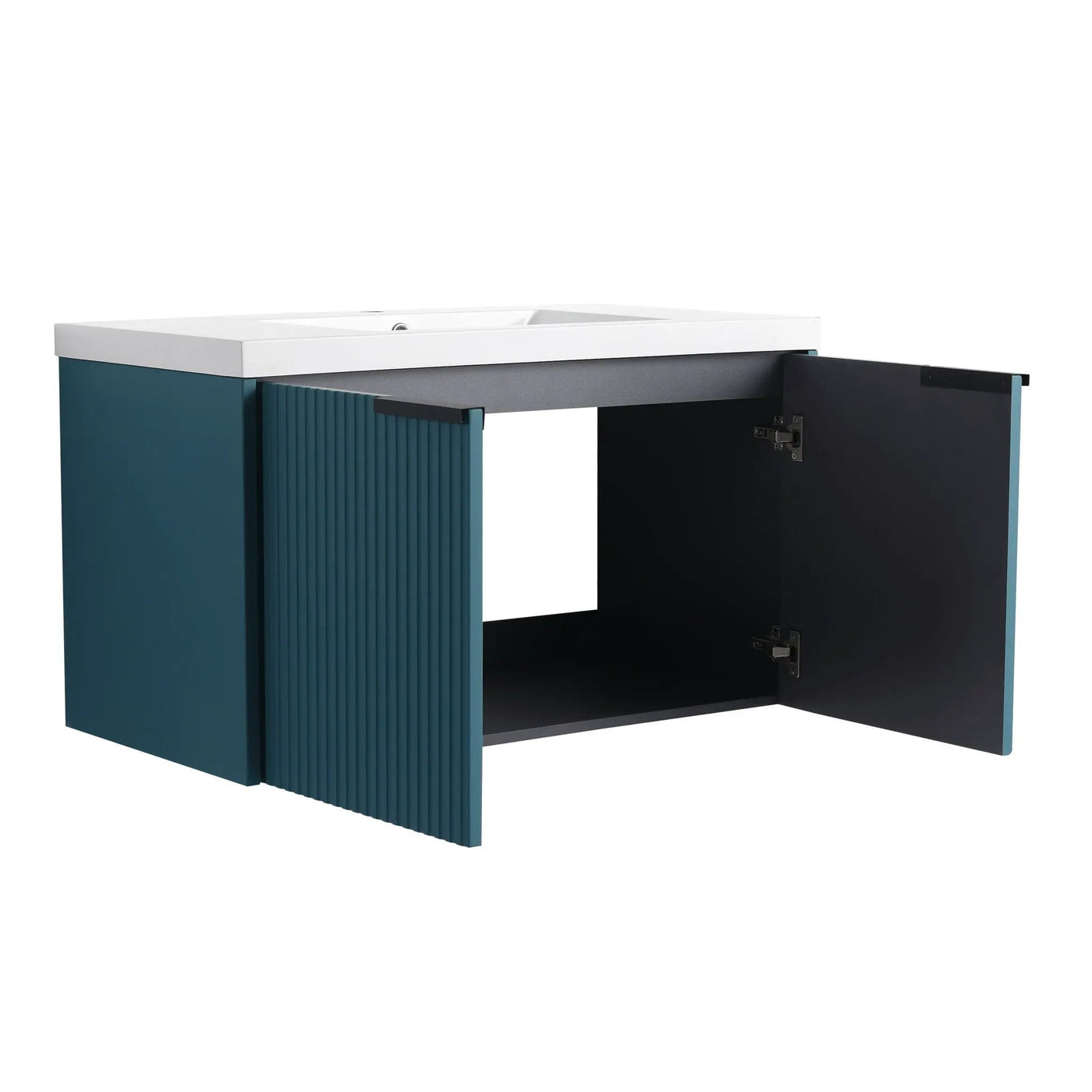Contemporary Wall Mounted Bathroom Vanity With Resin Double Sink by HouseOfZazla