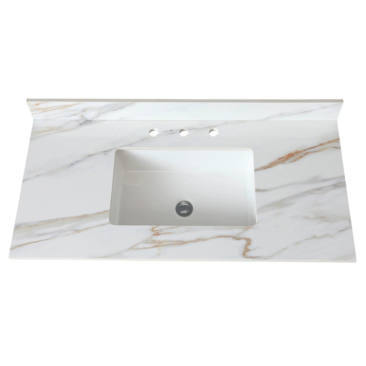 Vanity Top With Undermount Sink And Backsplash, Sintered Stone by HouseOfZazla