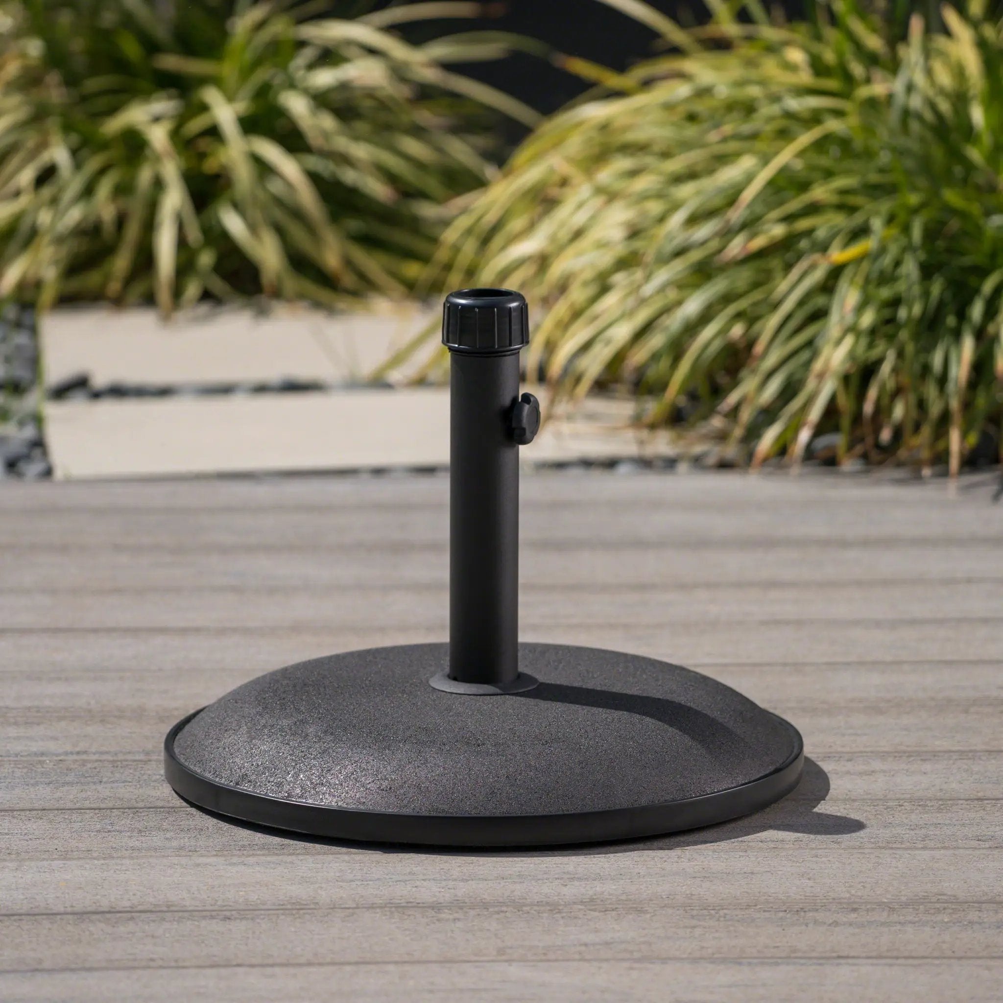 Stylish Concrete Umbrella Base With Iron Support Pole - Black by HouseOfZazla