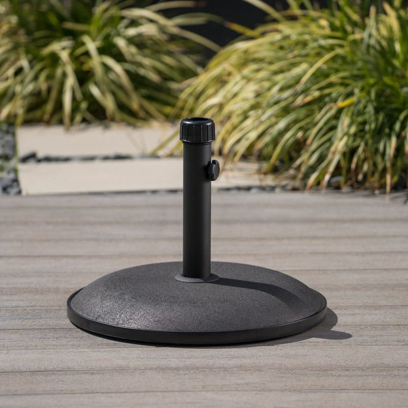 Stylish Concrete Umbrella Base With Iron Support Pole - Black by HouseOfZazla